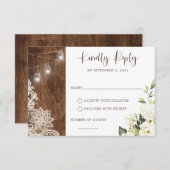 フローラ素朴ウッドレースストリングライツメイソンジャー 招待状 (正面/裏面)