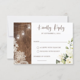 フローラ素朴ウッドレースストリングライツメイソンジャー 招待状