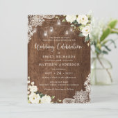 フローラ素朴ウッドレースストリングライツメイソンジャー 招待状 (スタンド正面)