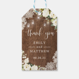 フローラ素朴ウッドレースストリングライツライツメイソンジャース ギフトタグ