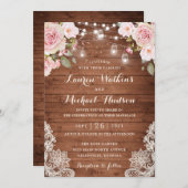 フローラ素朴ウッド赤面バラストリングライト 招待状 (正面/裏面)