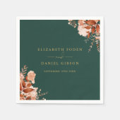 フローラ素朴エメラルドグリーンと金ゴールド結婚ズ スタンダードカクテルナプキン (正面)