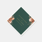 フローラ素朴エメラルドグリーンと金ゴールド結婚ズ スタンダードカクテルナプキン (角)