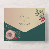 フローラ素朴エメラルドグリーン結婚ズ オールインワン招待状 (裏面)