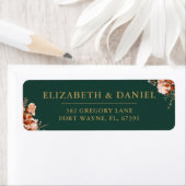 フローラ素朴エメラルド金ゴールド結婚差出人住所 ラベル (インサイチュ)