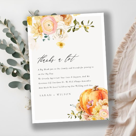 フローラ素朴オレンジオータムカボチャ結婚の感謝してい20000 サンキューカード