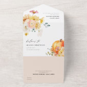 フローラ素朴オレンジオータムカボチャ結婚の オールインワン招待状 (外側)