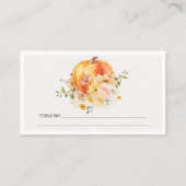 フローラ素朴オレンジオータムカボチャ結婚の プレイスカード (裏面)