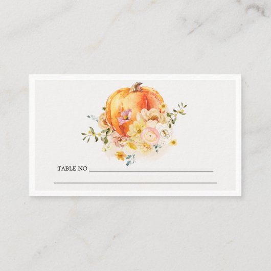 フローラ素朴オレンジオータムカボチャ結婚の プレイスカード