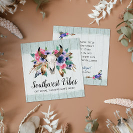 フローラ素朴カウースカルウォーターカラーウッドボホシック スクエア名刺