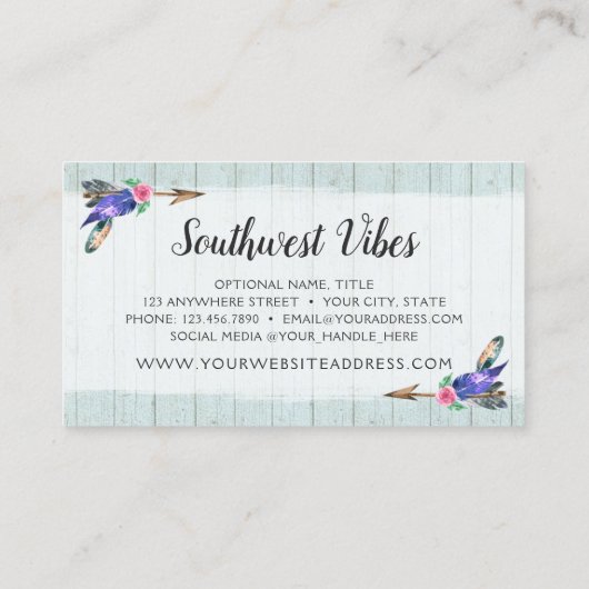 フローラ素朴カウースカルウォーターカラーウッドボホシック 名刺 (裏面)