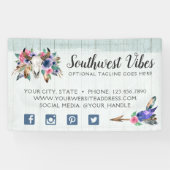 フローラ素朴カウースカルウォーターカラーウッドボホシック 横断幕 (横)