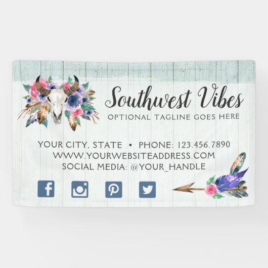 フローラ素朴カウースカルウォーターカラーウッドボホシック 横断幕 (横)