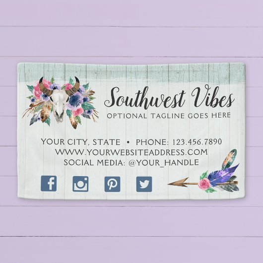 フローラ素朴カウースカルウォーターカラーウッドボホシック 横断幕