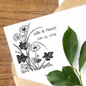 フローラ素朴カップル結婚の日付ウッドアートスタンプ ラバースタンプ