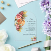 フローラ素朴カボチャの友情と感謝祭 アクリル招待状 (インサイチュ (ウェディング))