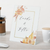 フローラ素朴カボチャ金ゴールドフレームカードとギフト 台座サイン (インサイチュ)