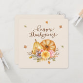 フローラ素朴カボチャHappy Thanksgiving Card カード (正面/裏面インサイチュ)