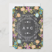 フローラ素朴ガーランドチョーク結婚ボード 招待状 (裏面)