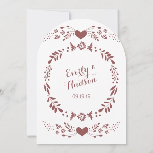 フローラ素朴ガーランドフォークアートマルサラ結婚ズ 招待状 (裏面)