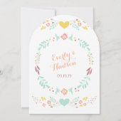 フローラ素朴ガーランドフォークアートマルサラ結婚ズ 招待状 (裏面)