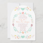 フローラ素朴ガーランドフォークアートマルサラ結婚ズ 招待状 (正面)