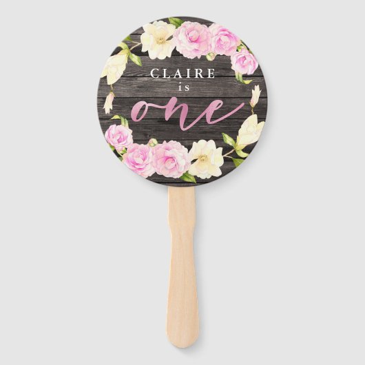 フローラ素朴ガール1st誕生日パーティーカスタム写真 ハンドファン (正面)