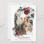 フローラ素朴クリスマスカードホリデーフォトファミリー 招待状 (正面)