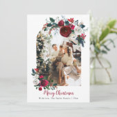 フローラ素朴クリスマスカードホリデーフォトファミリー 招待状 (スタンド正面)