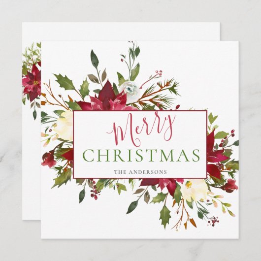 フローラ素朴クリスマスタイポグラフィ写真 シーズンカード (正面/裏面)