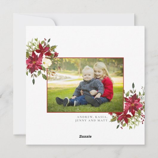 フローラ素朴クリスマスタイポグラフィ写真 シーズンカード (裏面)