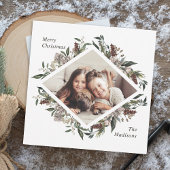 フローラ素朴クリスマスフォトホリデーカード シーズンカード