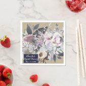 フローラ素朴グラムネイビークラフト結婚ズブライダルシック スタンダードカクテルナプキン (インサイチュ)