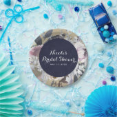 フローラ素朴グラムネイビークラフト結婚ズブライダルシック ペーパープレート (パーティー)