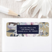 フローラ素朴グラムネイビークラフト結婚式招待状 ラベル (インサイチュ)