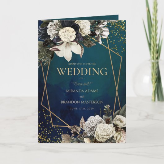 フローラ素朴グリーンリーカントリーウェディング招待状 招待状 (正面)