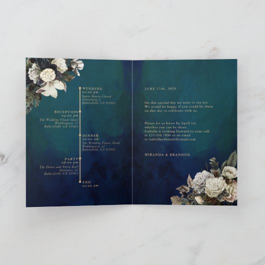 フローラ素朴グリーンリーカントリーウェディング招待状 招待状 (内部)