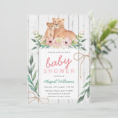 フローラ素朴サファリライオンファミリーベビーシャワー 招待状 (スタンド正面)