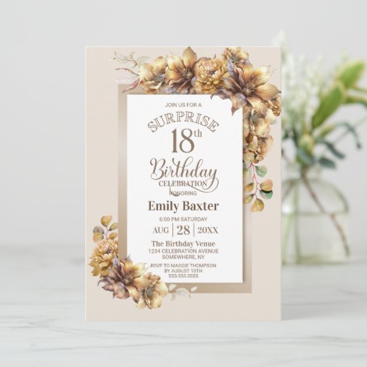 フローラ素朴サプライズ18thバースデーパーティー 招待状 (スタンド正面)