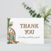 フローラ素朴サボスカントリー女性のカーボーイ誕生日 サンキューカード (スタンド正面)