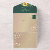 フローラ素朴サンフラワーエメラルドグリーン結婚ズ オールインワン招待状 (外側)