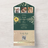 フローラ素朴サンフラワーエメラルドグリーン結婚ズ オールインワン招待状 (内側)