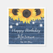 フローラ素朴サンフラワーズブルーバースデーパーティー スタンダードカクテルナプキン (正面)