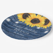 フローラ素朴サンフラワーズブルーバースデーパーティー ペーパープレート (アングル)