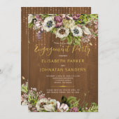 フローラ素朴シックバーンウッド秋婚約パーティ 招待状 (正面/裏面)