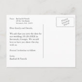 フローラ素朴シャルボードウェディング日付を保存 案内ポストカード (裏面)