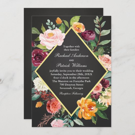 フローラ素朴シャルボード結婚式招待状 招待状 (正面/裏面)