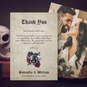 フローラ素朴スカルフォト結婚ハロウィン サンキューカード