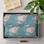 フローラ素朴スカルボホモノグラムパーソナライズされた 薄葉紙 (ギフト)