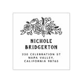 フローラ素朴スタイル差出人住所木製 ラバースタンプ (インプリント)